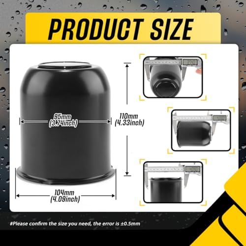4Pcs 3.74" Stainless Trailer Wheel Center Caps, 4.33" H Matte Black - Image 3