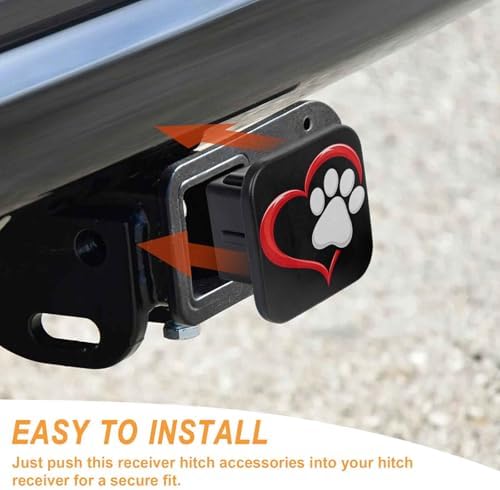Dog Paw Love Heart Tow Hitch Covers Heavy Duty Rubber Trailer Hitch Cover 2" - Image 4