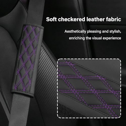 2PCS Car Seat Belt Cover Pads, Leather Seatbelt Covers Protect Shoulder and - Image 3