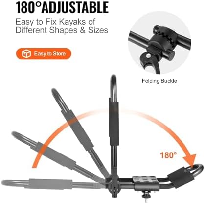 Kayak Roof Rack 2 Pairs J-Bar Soft Roof Rack Quick Folding Top Mount Tie Down - Image 5