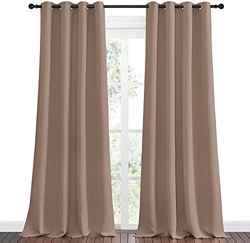 NICETOWN Bedroom Blackout Curtains Drapes Set of 2, 55 by 90-in Cappuccino - Image 2