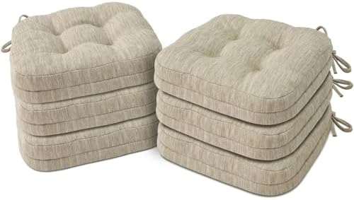 Shinnwa Dining Chair Cushions Set of 6, Dual-Layer Memory Foam Kitchen Chair by Shinnwa