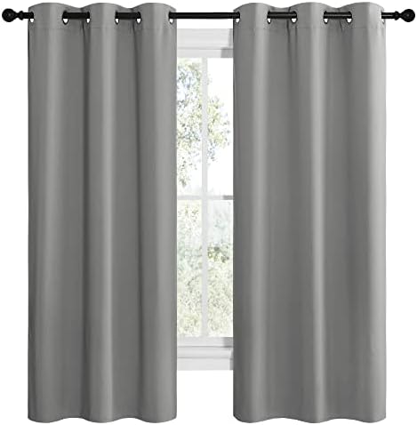 NICETOWN Silver Grey Blackout Curtains, 2 Panels, W42 x L68-inch - Image 2