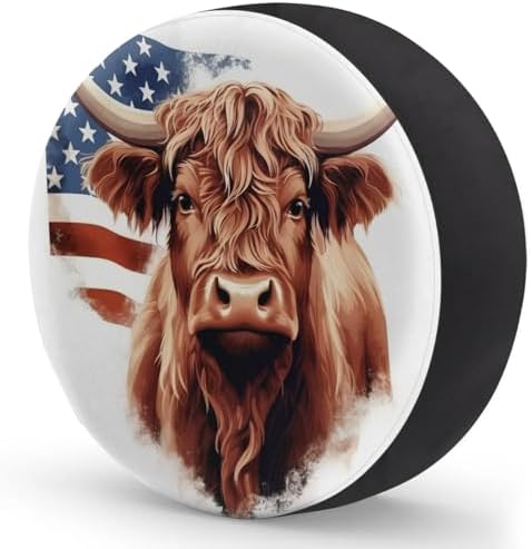 Spare Tire Cover for RV Trailer, American Highland Cow Tire Covers Universal - Image 2