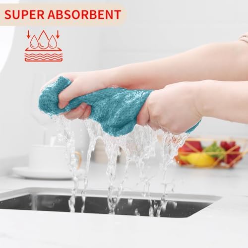 Homaxy 100% Cotton Waffle Weave Kitchen Dish Cloths 24-Pack, Lake Blue - Image 3