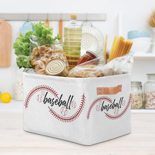 AUUXVA Storage Basket Baseball Stitches Storage Cube Box Sport Baseball Basket - Image 7