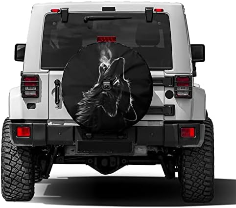 Black 3D Wolf Spare Tire Cover by Foruidea