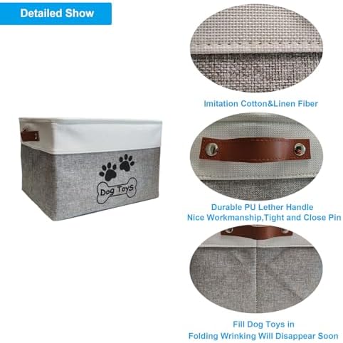 Dog Toy Basket Collapsible Dog Toy Box Foldable Dog Toy Bin - Image 4