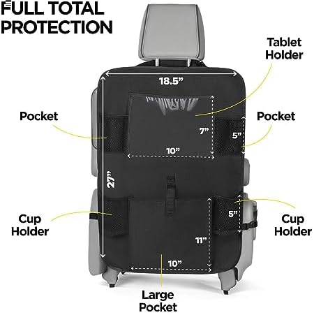 lebogner Back Seat Cover for Kids + 6 Pocket Storage Organizer, 2 Pack X-Large - Image 3