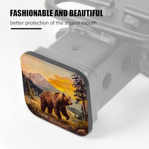 Hitch Cover Fits for 2-Inch Hitch, Huge Brown Bear in The Forest Rubber Trailer - Image 4
