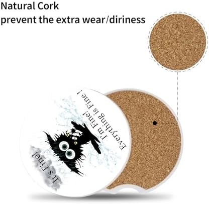 Cat hit by Lightning Absorbent Car Coasters - Image 3
