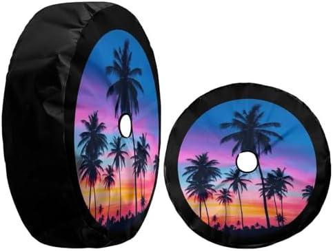Palm Trees Multicolor Sunset Spare Tire Cover - Image 3