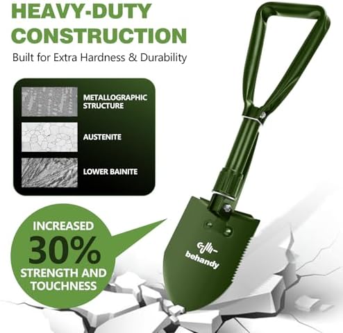 18.5" Folding Shovel, Tri-Fold Collapsible Shovel - Image 6