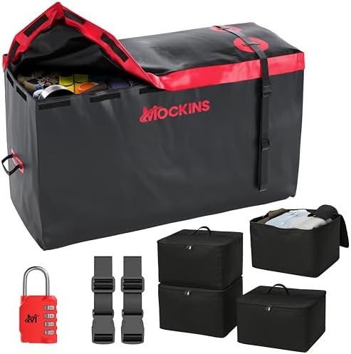 Mockins 15 Cu Ft Durable Trailer Hitch Cargo Carrier Bag w/ 4 Packing Cubes by Mockins