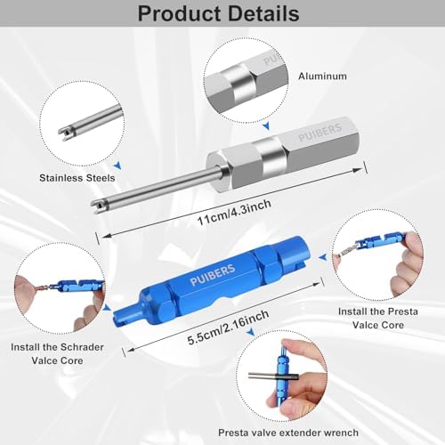 Tire Valve Stem Removal Tool Kit 2PCS, Presta Valve Core and Stainless Steel - Image 3
