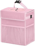 Corduroy Car Trash Can with Lid and Mesh Pockets by Unknown