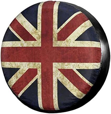 Vintage Union Jack British Flag Spare Tire Cover Dust-Proof Wheel Tire Cover by Foruidea