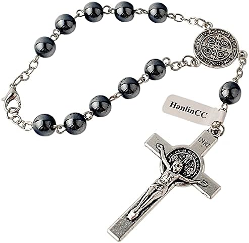 HanlinCC Catholic Car Rearview Decade Rosary St. Benedict Protection Medal by HanlinCC