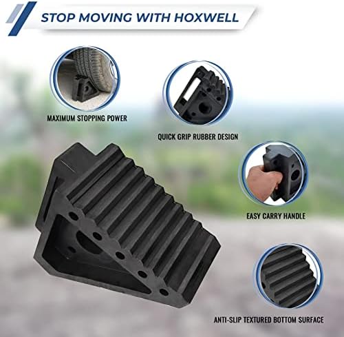 HOXWELL Solid Heavy Duty Rubber Wheel Chocks 2 Packs, Premium Chock - Image 3