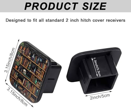 Magical Cat Library Bookshelf Tow Hitch Covers Heavy Duty Rubber Trailer Hitch - Image 2