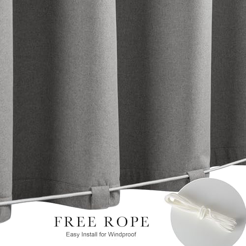 NICETOWN 100% Blackout Linen Outdoor Curtains Windproof 96" L - Image 4