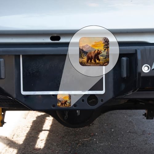 Hitch Cover Fits for 2-Inch Hitch, Huge Brown Bear in The Forest Rubber Trailer - Image 5