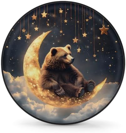 Spare Tire Cover for RV Trailer, Moon Bear Waterproof Sun Leather Wheel Cover by cfpolar