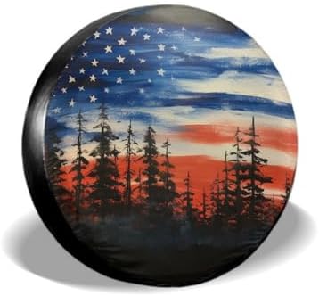 Spare Tire Cover American Flag Waterproof Dust-Proof Universal 14 Inch Wheel by Unknown