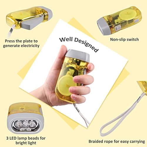4 Pack Hand Crank Emergency Flashlight, No Battery Required, 3 LED Lights - Image 6