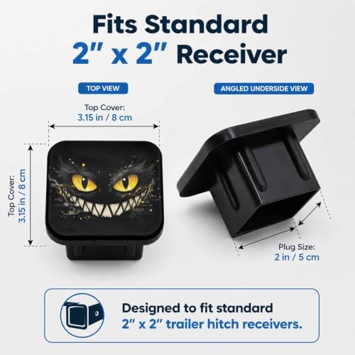 2" Hitch Cover Black Cat Glow Eyes Rubber Towing Hitch Covers Hitch Protector - Image 2