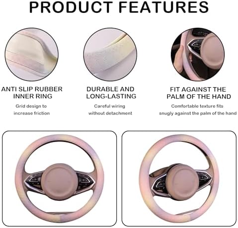 Leather Steering Wheel Cover, Colorful Cute Pink Purple Steering Wheel Cover - Image 4