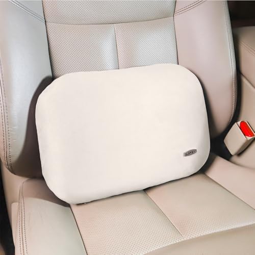 Beige Lumbar Support Pillow for Car Recliner Soft Lower Back Waist Cushion - Image 2