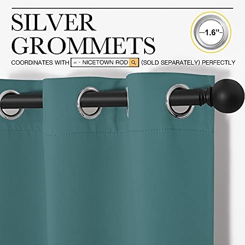 NICETOWN Kitchen Blackout Curtains, 1 Pair, 42 by 68-inch, Sea Teal - Image 3