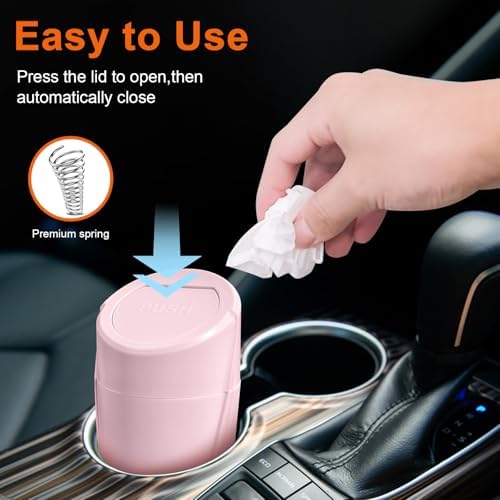 Car Trash Can, Leakproof Mini Car Garbage Can Cup Holder - Image 3