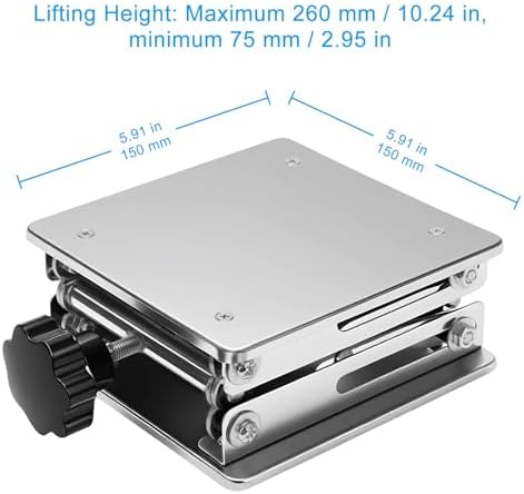 Stainless Steel Scissor Jack, 150x150mm Platform - 10kg Capacity Adjustable Lift - Image 2