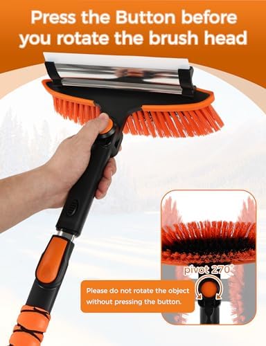 57" Extendable Ice Scrapers for Car Windshield 2-in-1 Snow Brush for Car Snow - Image 4