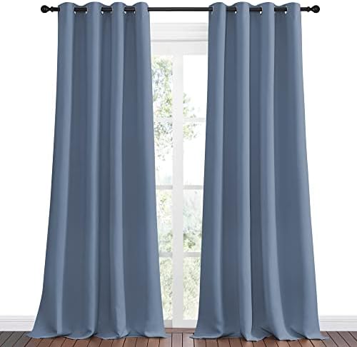 NICETOWN Stone Blue Room Darkening Curtain Panels 90" Length - Image 2