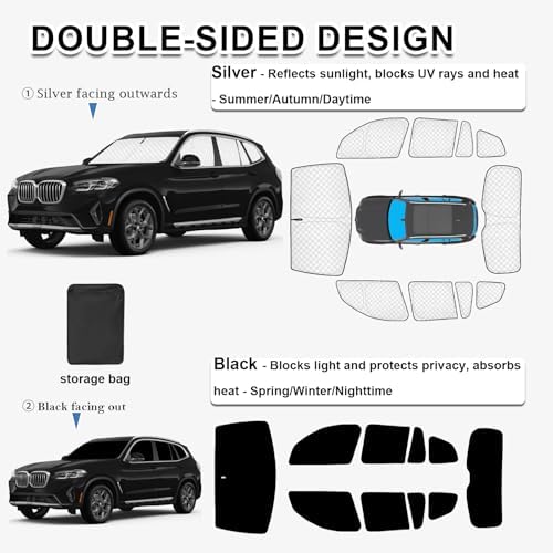 KMF 10pcs Thickened Sun Shade for BMW X3 2018-2024, Full Set Window Covers for - Image 4