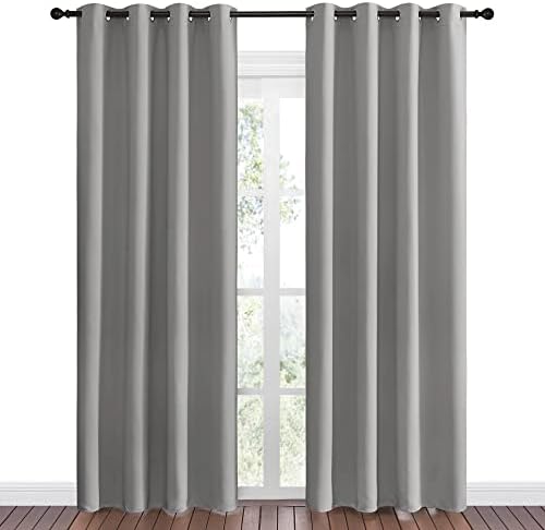 NICETOWN Silver Grey Room Darkening Curtain Panels 86" Long - Image 2