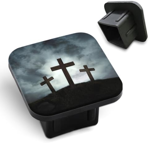 Cross Sunset Trailer Hitch Receiver Cover Cap Three Crosses On A Hill by Unknown