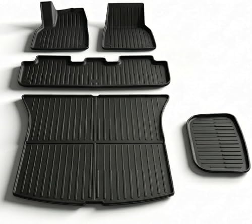 5 Pcs Floor Mats for Tesla Model Y Juniper 2025 2026, All-Weather TPE Anti-Slip by CYBERBEANS%C2%AE