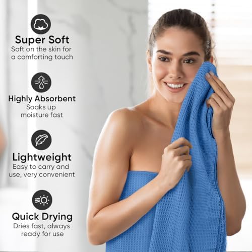 HOMEXCEL Waffle Bath Towels Set of 4 Pack, Waffle Towels - Image 3