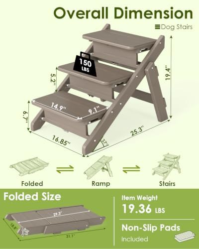 GREENVINES Foldable Dog Stairs & Steps, 2-in-1 HDPE Pet Ramp - Image 3