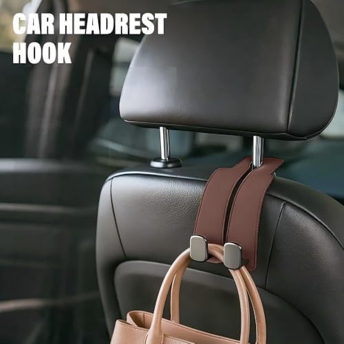 Car Seat Headrest Hooks for Purses and Bags Coat, Leather Car Bag Purse Holder - Image 2