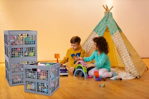 Eslite 3-Pack Collapsible Plastic Storage Crates, Foldable Crates - Image 7