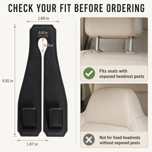 vidonio 2 Pack Leather Headrest Hooks - Image 4