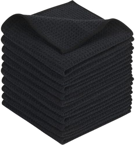 KinHwa Waffle Microfiber Dish Cloths Black Kitchen Towels, Cleaning Cloth by KinHwa
