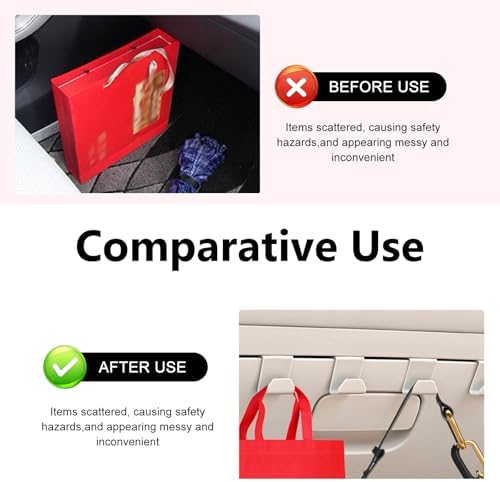 4 PCS Car Glove Box Hooks, Self-Adhesive Car Glove Box Hook Organizer, - Image 3