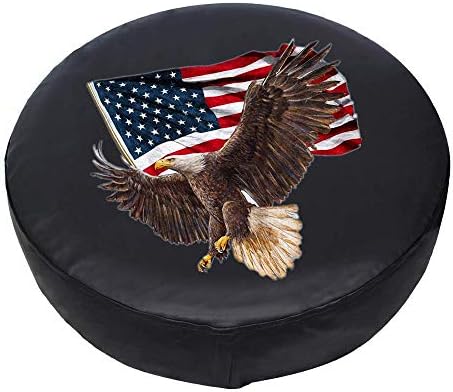 American Eagle USA Flag Spare Tire Cover PVC Leather Fit RV SUV - Image 2