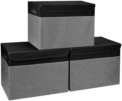 Large 17" 42 Quarts Collapsible Stackable Storage Bins by Bagnizer